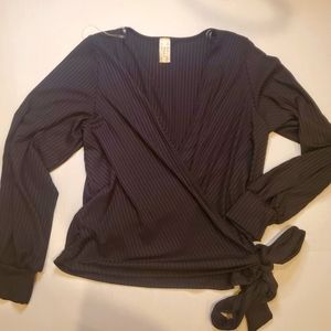GORGEOUS WRAP/TIE TOP | Long Sleeve | Bluebell black cross wrap top